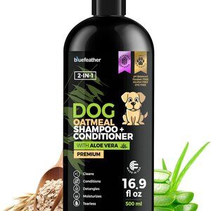 BLUEFEATHER 2-in-1 Dog Lavender Oatmeal Shampoo & Conditioner 16.9 oz Aloe Vera